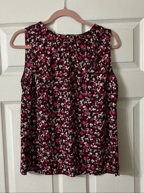 Talbots Sleeveless Camisole in Brown with Pink and White Print